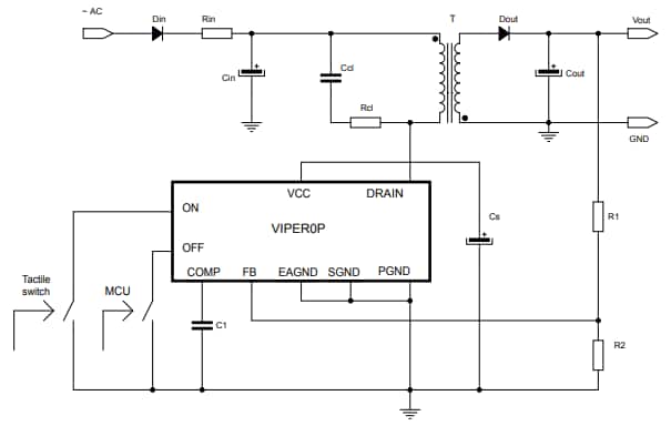 Application Circuit Diagram - STMicroelectronics VIPer0P Zero-Power Offline High Voltage Converters